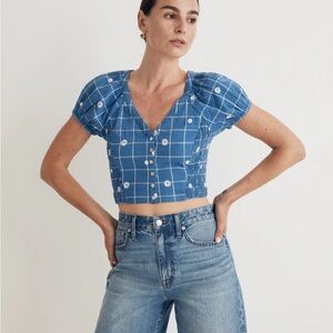 Madewell crop puff sleeve top size 14